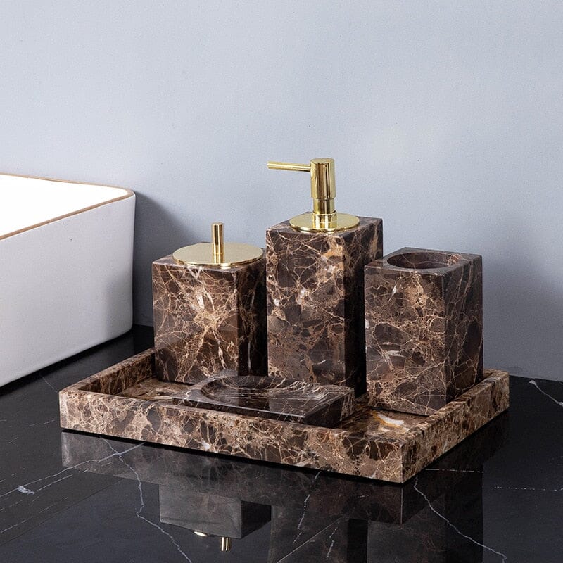 Sophisticated Stone-Inspired Bath Accessory Set for Chic Storage