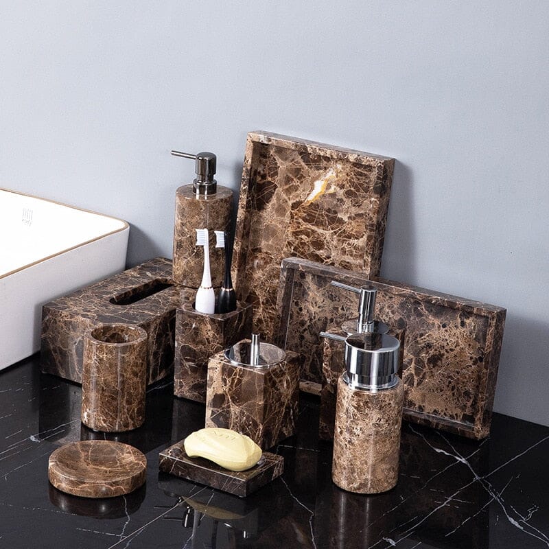 Sophisticated Stone-Inspired Bath Accessory Set for Chic Storage