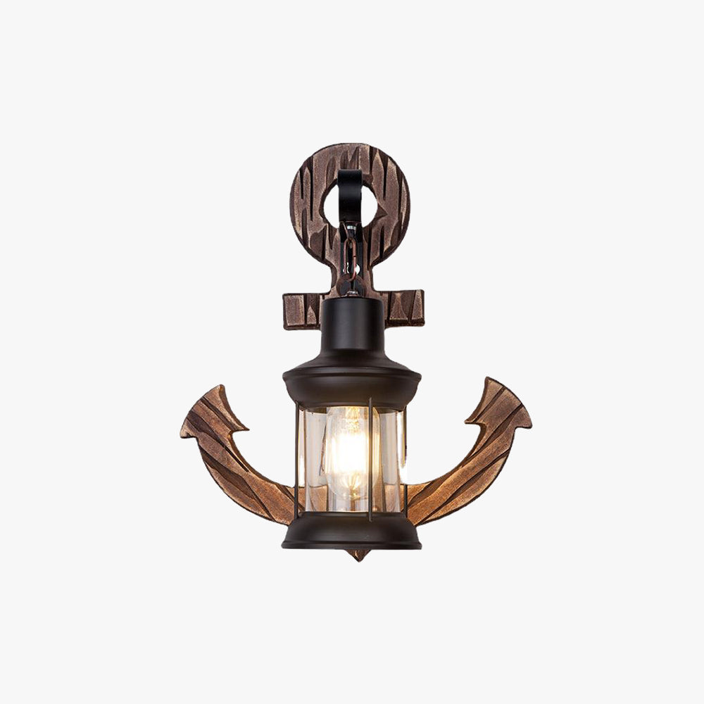 LED Wall Light in Anchor Design – Wooden Nautical Decor