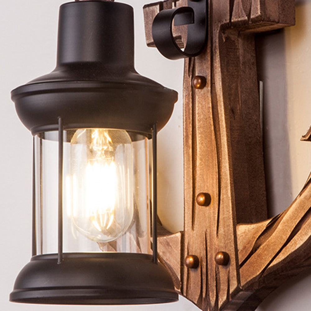 LED Wall Light in Anchor Design – Wooden Nautical Decor