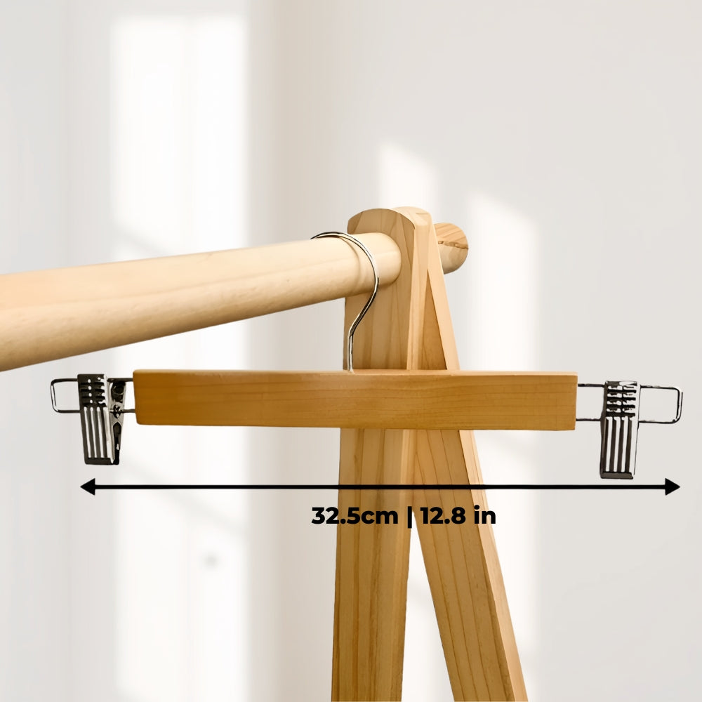 Elegance Plus | Premium Wooden Hangers with Grip Clips | 10-Pack