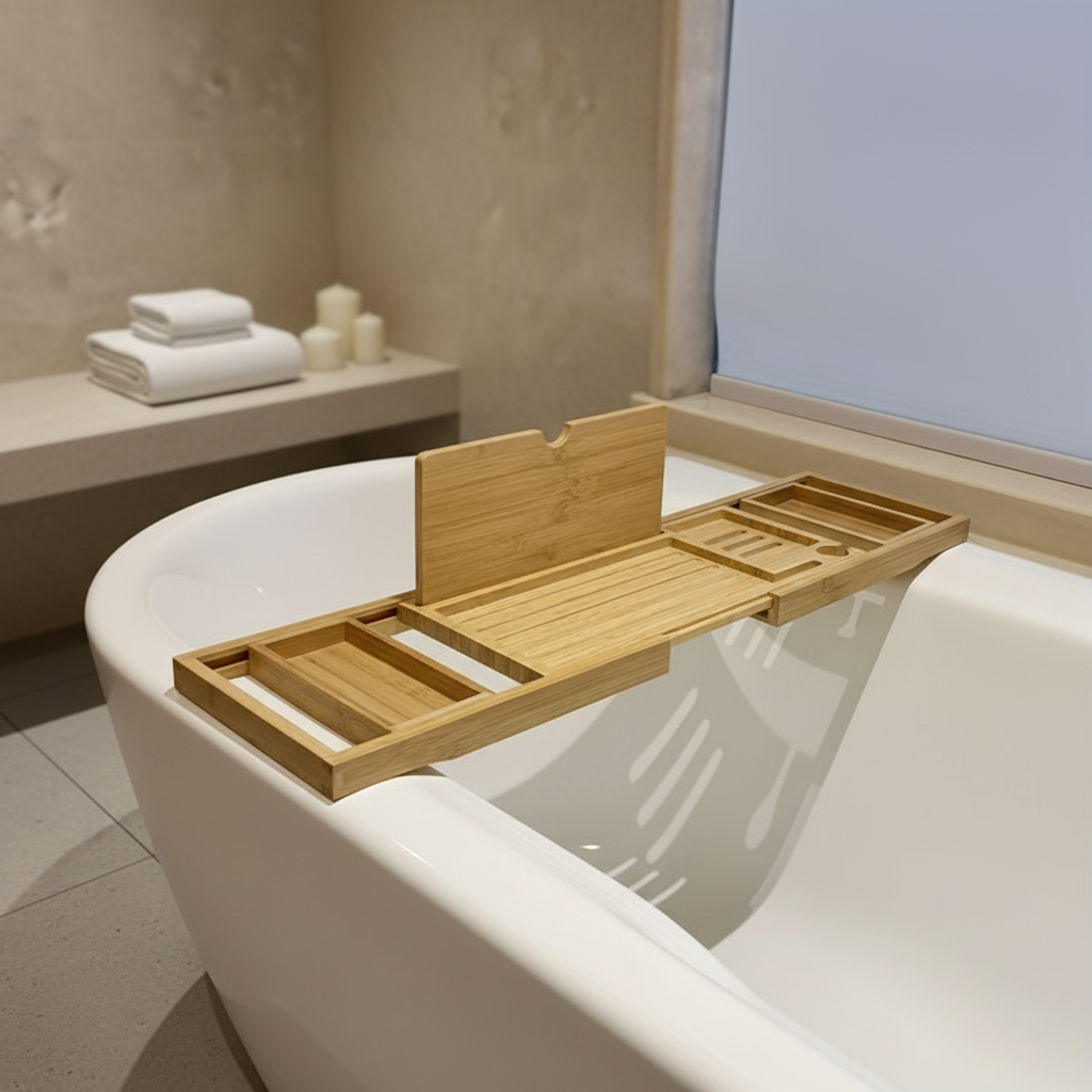 Bamboo Multi-Bath Shelf for Relaxation