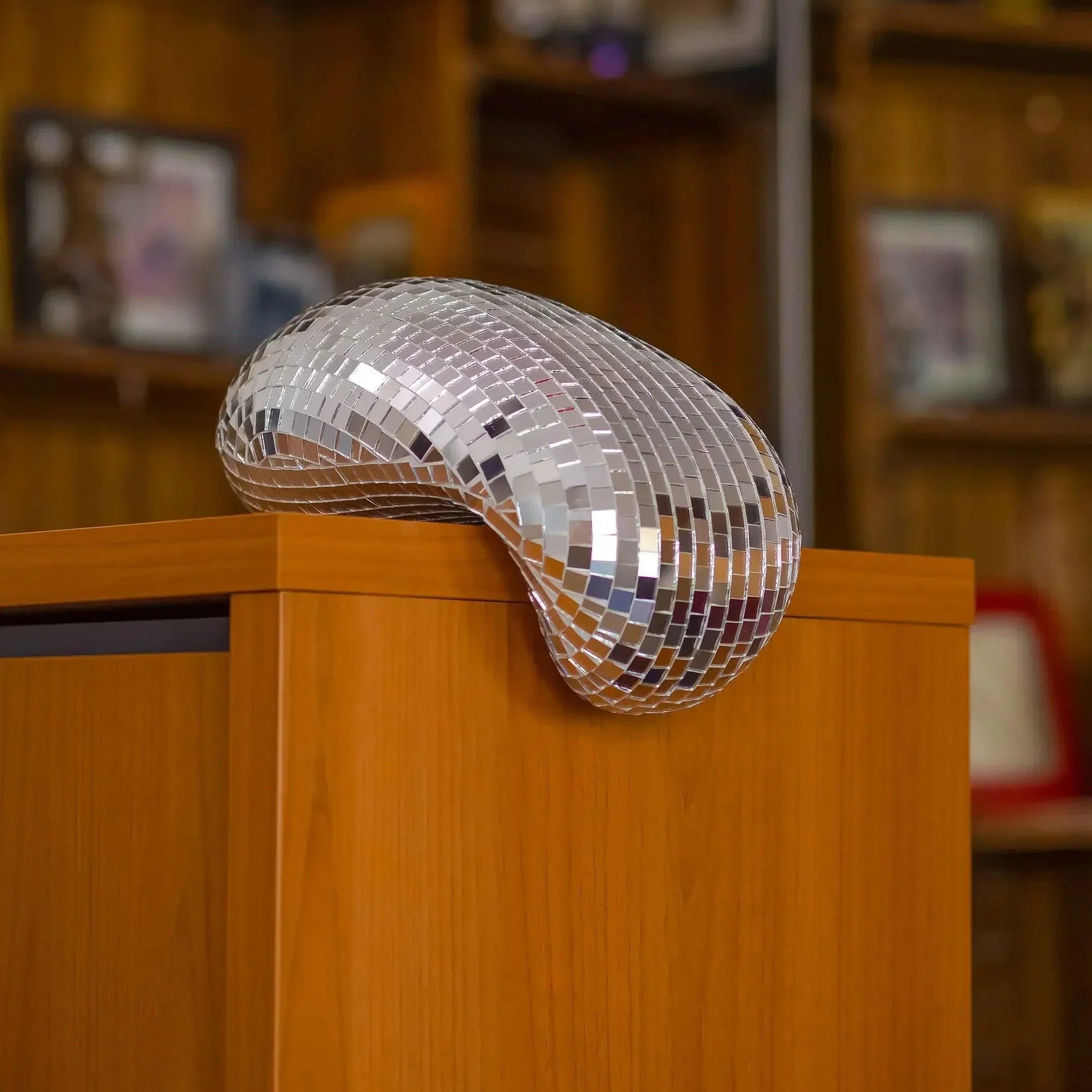 Melting Mirror Sphere Decor, Unique Tabletop Accent