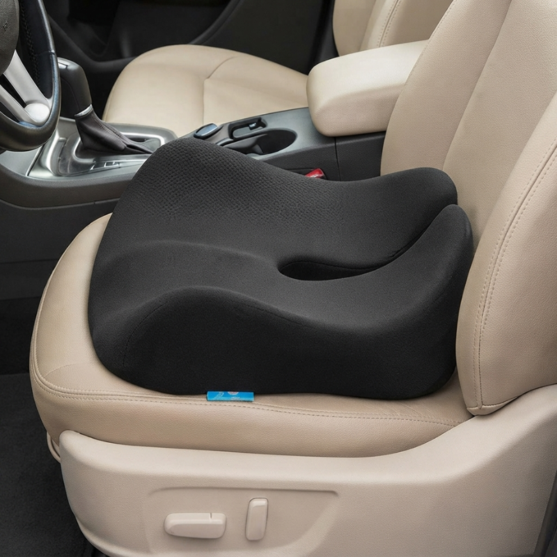 Ergonomic Comfort Cushion with Tailbone Relief and Grip Base