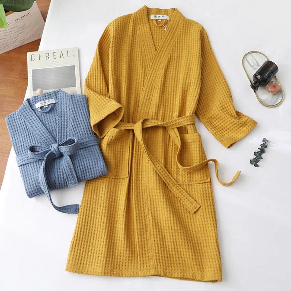 Men's Cozy Cotton Spa Robe with Adjustable Waist Tie