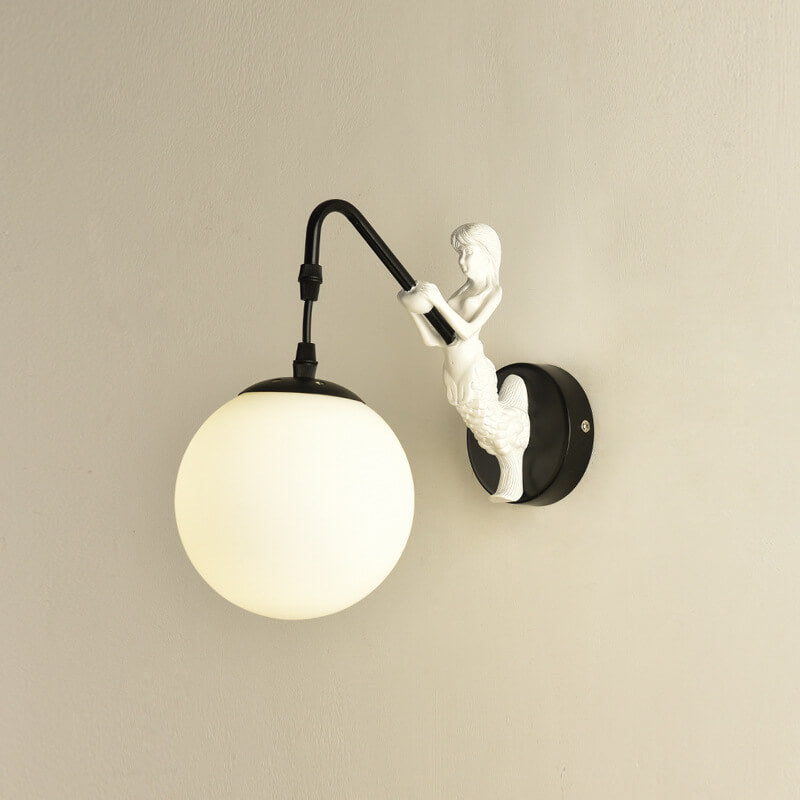 Elegant Mermaid Wall Sconce with Glass Globe Shade