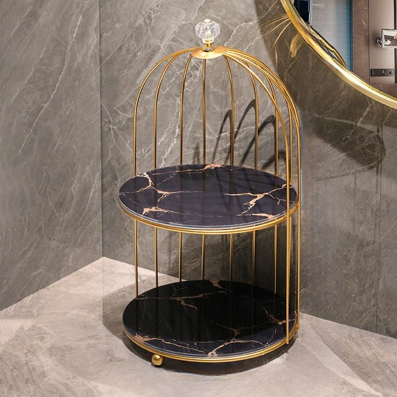 Elegant Dual-Tier Cosmetic Organizer with Open Shelves
