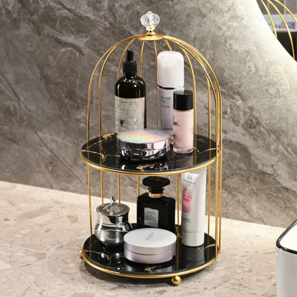 Elegant Dual-Tier Cosmetic Organizer with Open Shelves