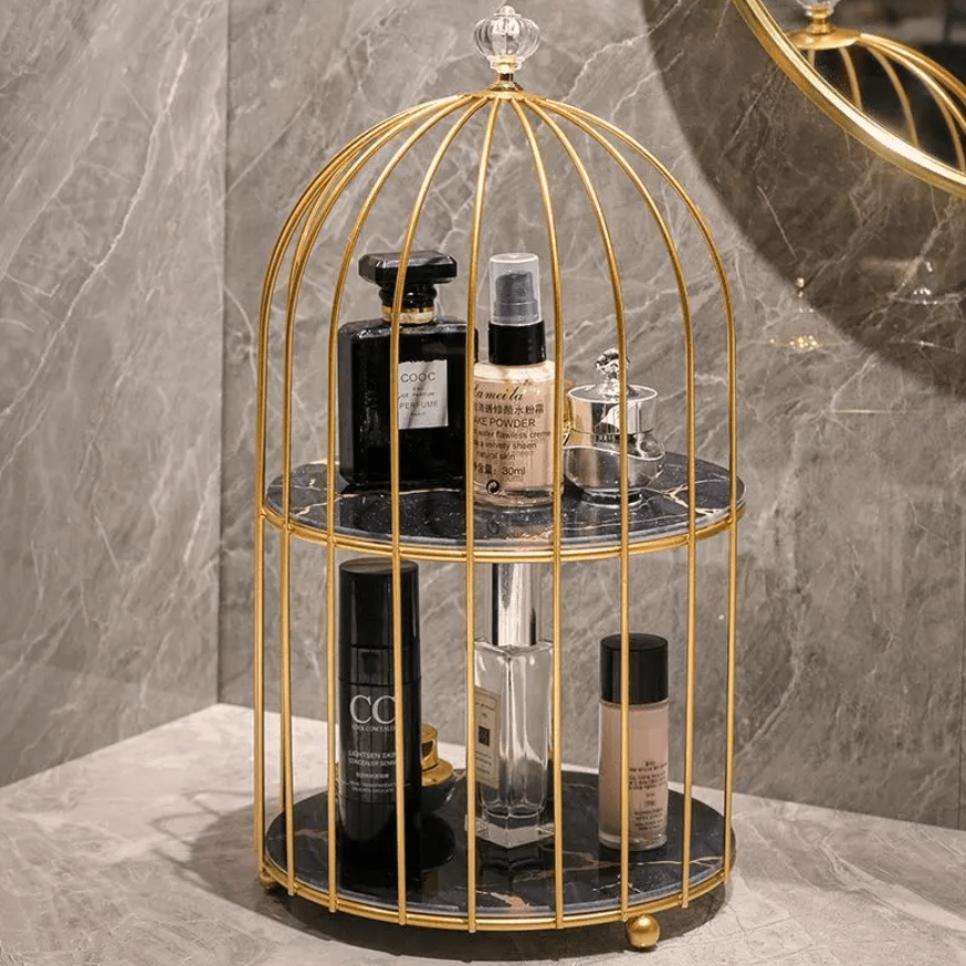 Elegant Dual-Tier Cosmetic Organizer with Open Shelves