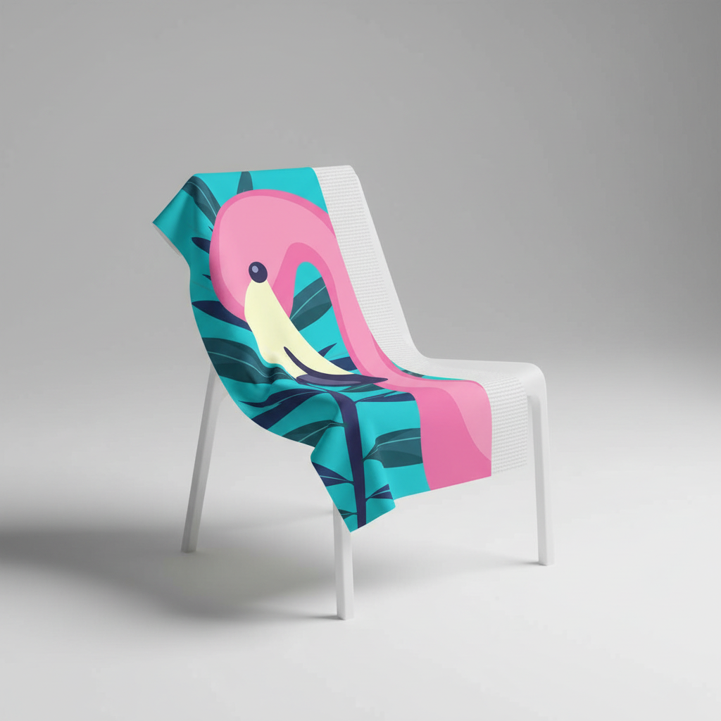 Flamingo Print Microfiber Towel for Beach Use