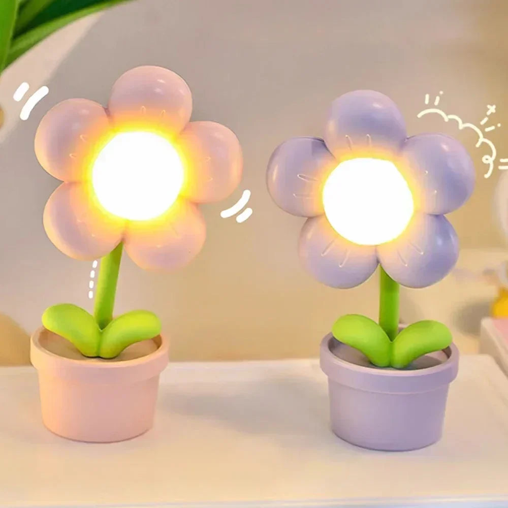 Small Table Lamp with Soothing Flower Design – BlossomGlow
