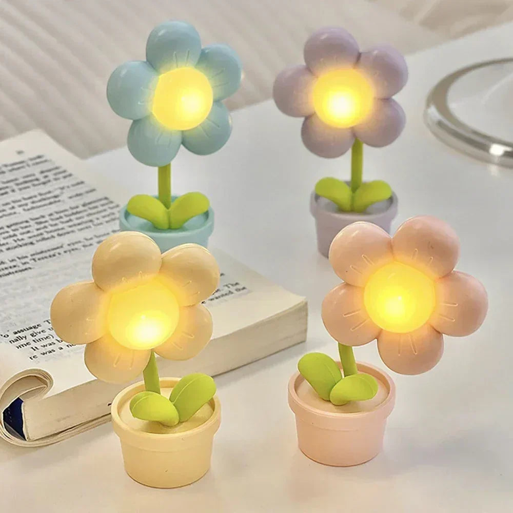 Small Table Lamp with Soothing Flower Design – BlossomGlow