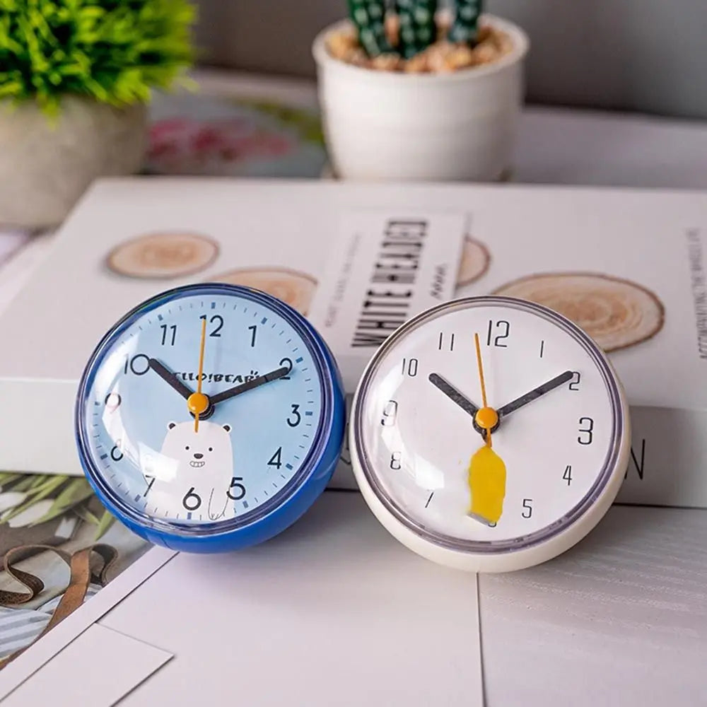 Compact Waterproof Wall Clock with Suction Mount