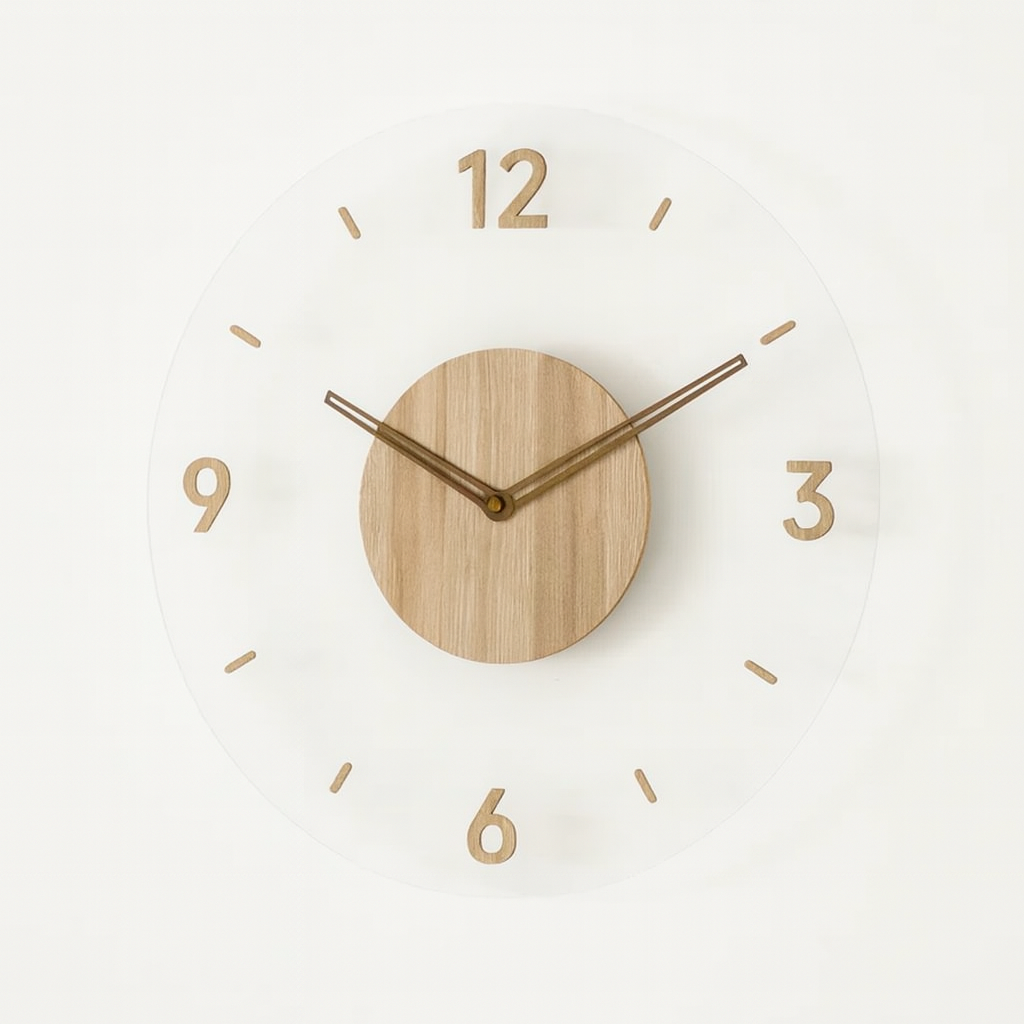 Elegant Wooden-Look Acrylic Wall Clock – Timeless Decor
