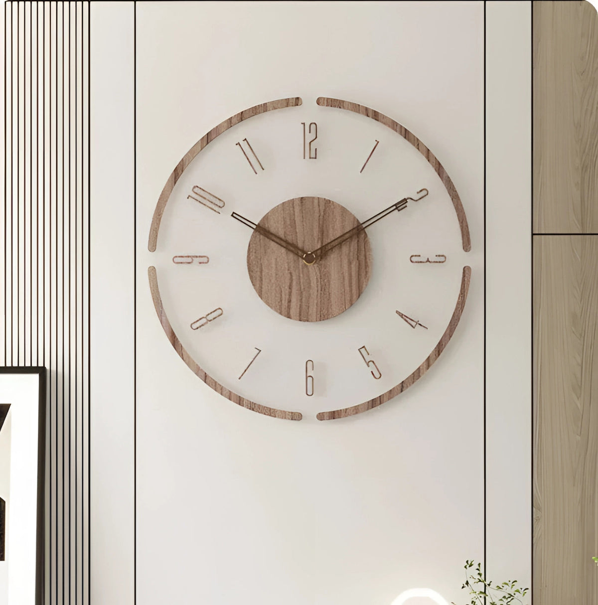 Elegant 40cm Wooden Wall Clock | Silent Quartz Functionality