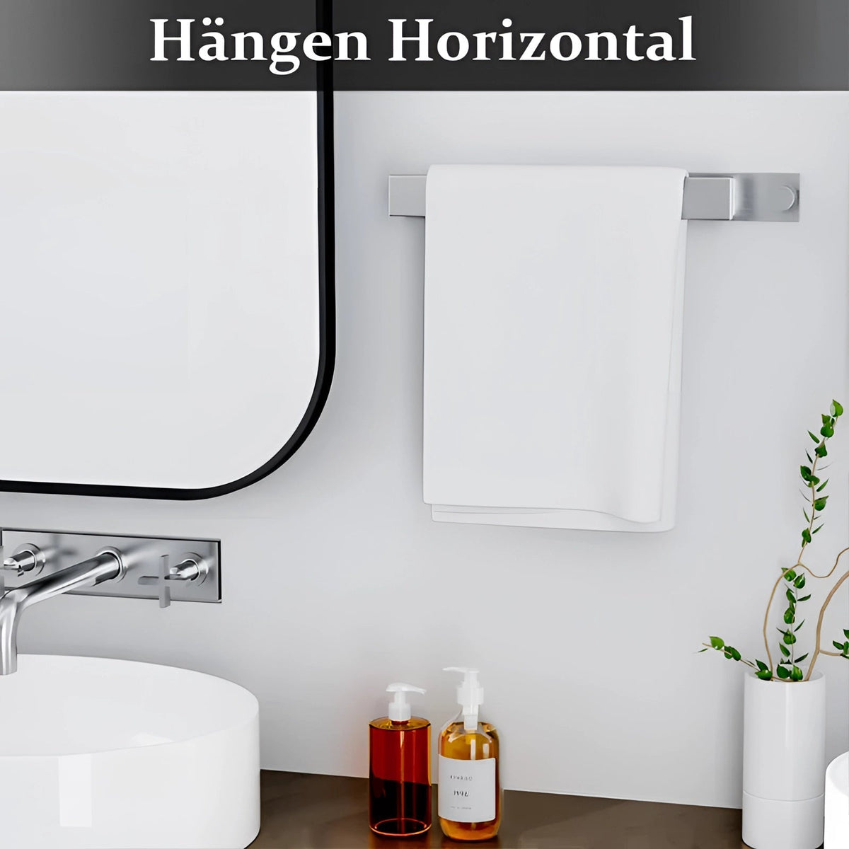 Sleek Black Towel Holder with Easy Installation | Space-Efficient Design
