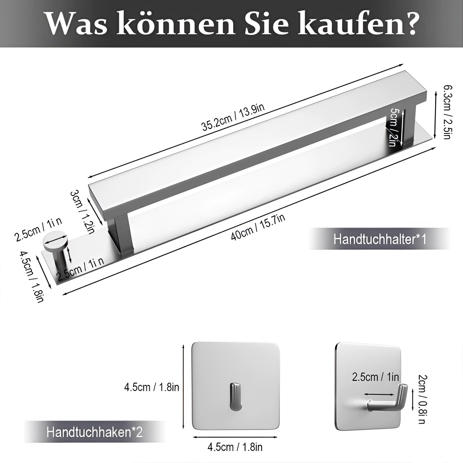Sleek Black Towel Holder with Easy Installation | Space-Efficient Design