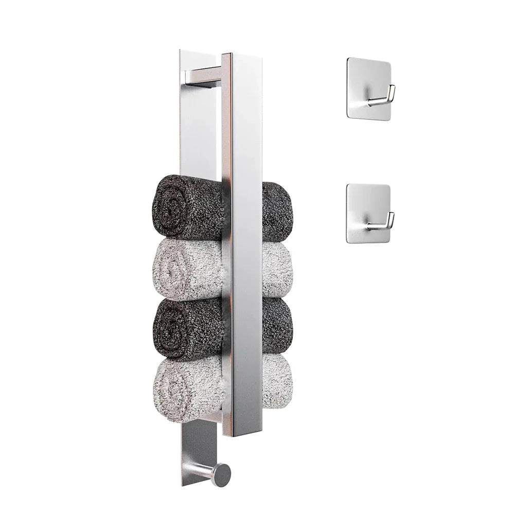 Sleek Black Towel Holder with Easy Installation | Space-Efficient Design