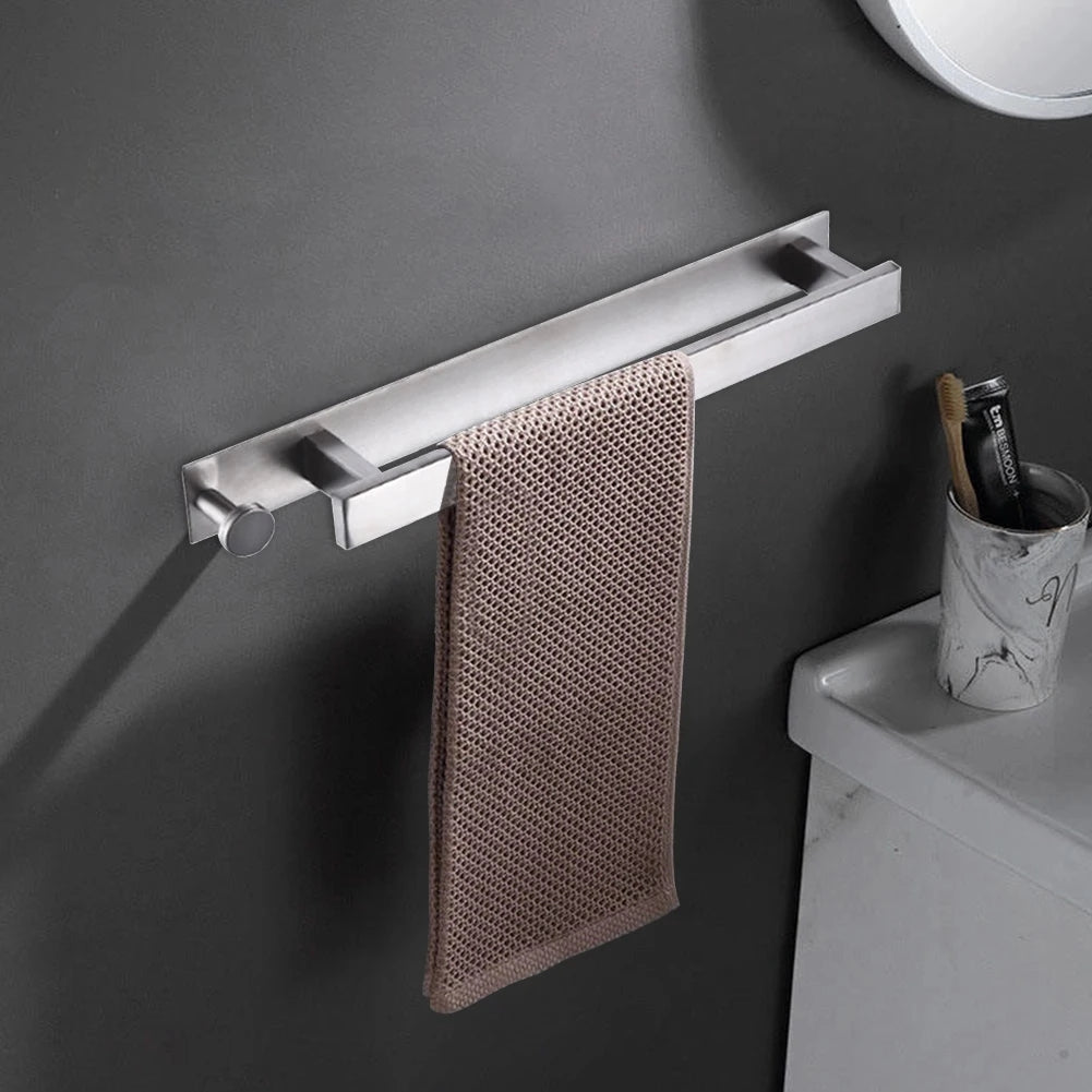 Sleek Black Towel Holder with Easy Installation | Space-Efficient Design