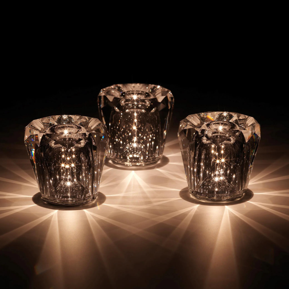 Sleek Glass Rechargeable LED Table Lamp with Warm Glow