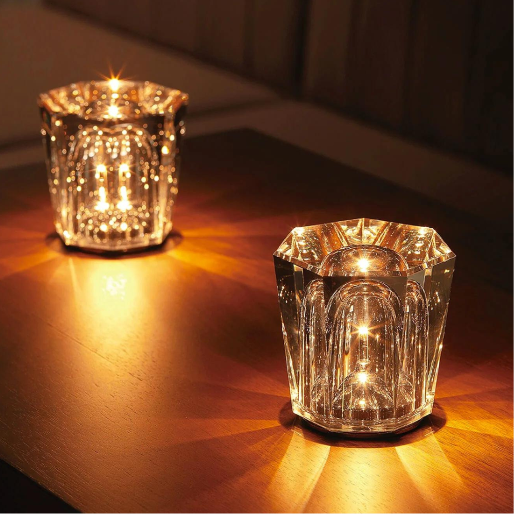 Sleek Glass Rechargeable LED Table Lamp with Warm Glow