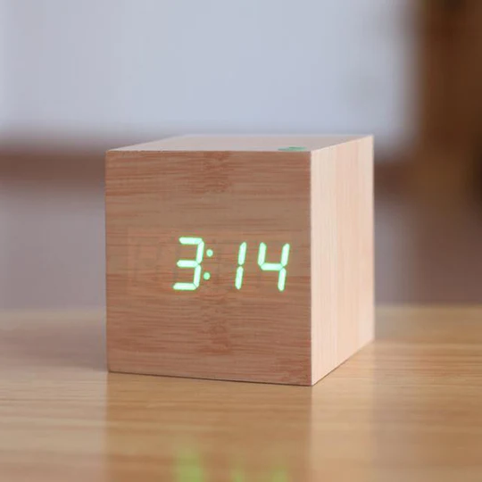 Elegant Wooden Digital Clock with Illuminated Numbers