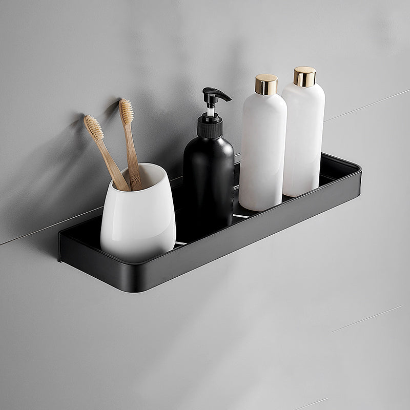 Sleek Black Bathroom Storage Set with Stainless Steel Racks