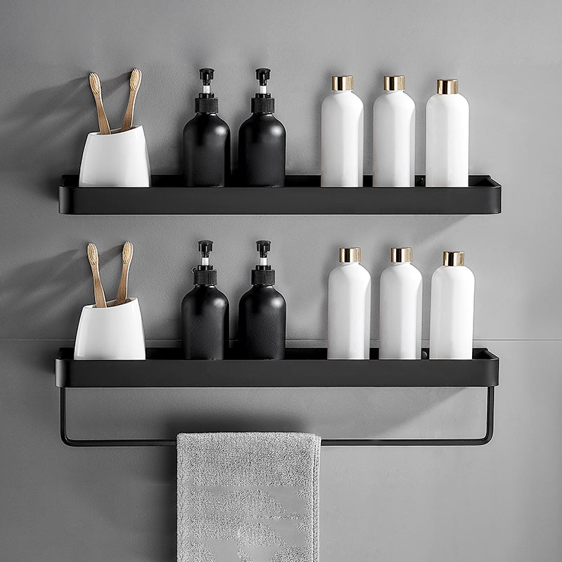 Sleek Black Bathroom Storage Set with Stainless Steel Racks
