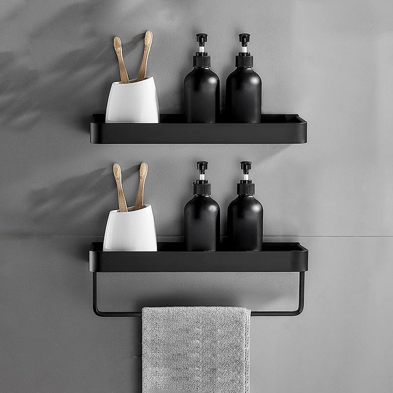 Sleek Black Bathroom Storage Set with Stainless Steel Racks