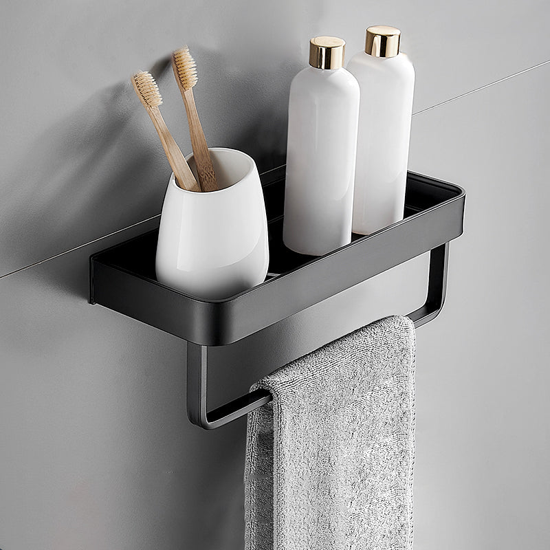Sleek Black Bathroom Storage Set with Stainless Steel Racks