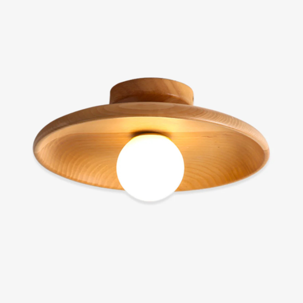 Stylish Wood-Trimmed LED Ceiling Light for Indoor Spaces