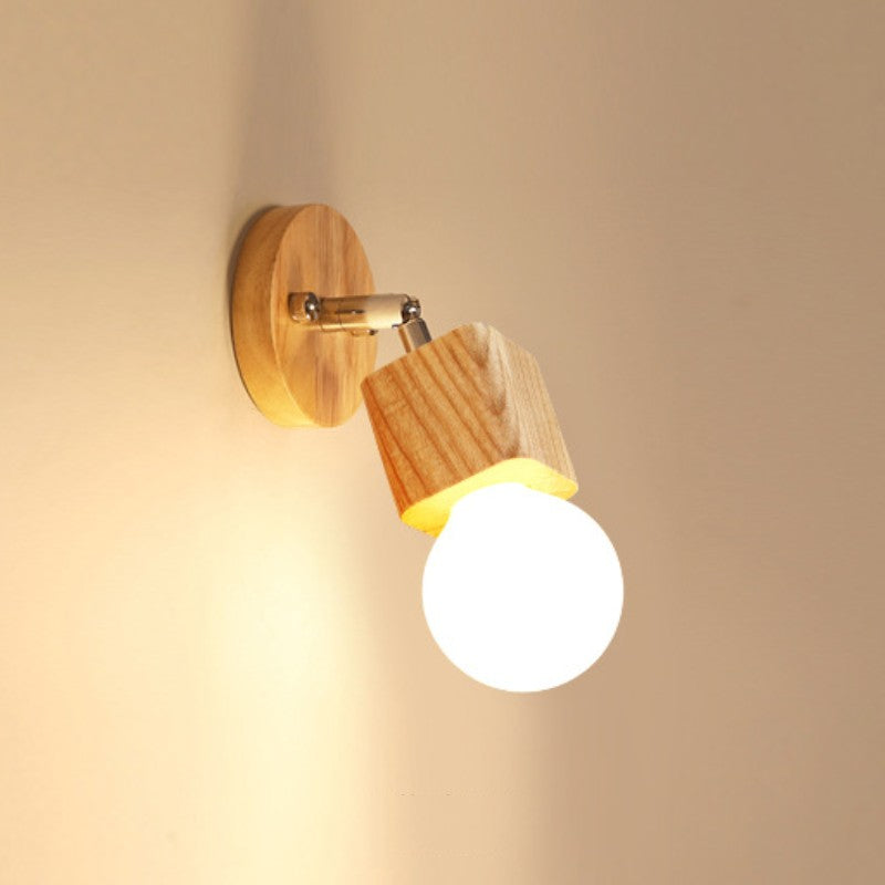 Stylish Adjustable Wall Light Fixture with Wood and Metal Design