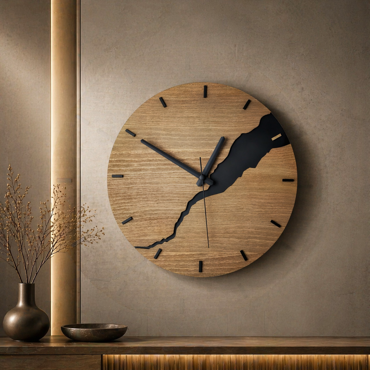 Natural Elegance Wall Clock - Solid Wood, Rustic Charm