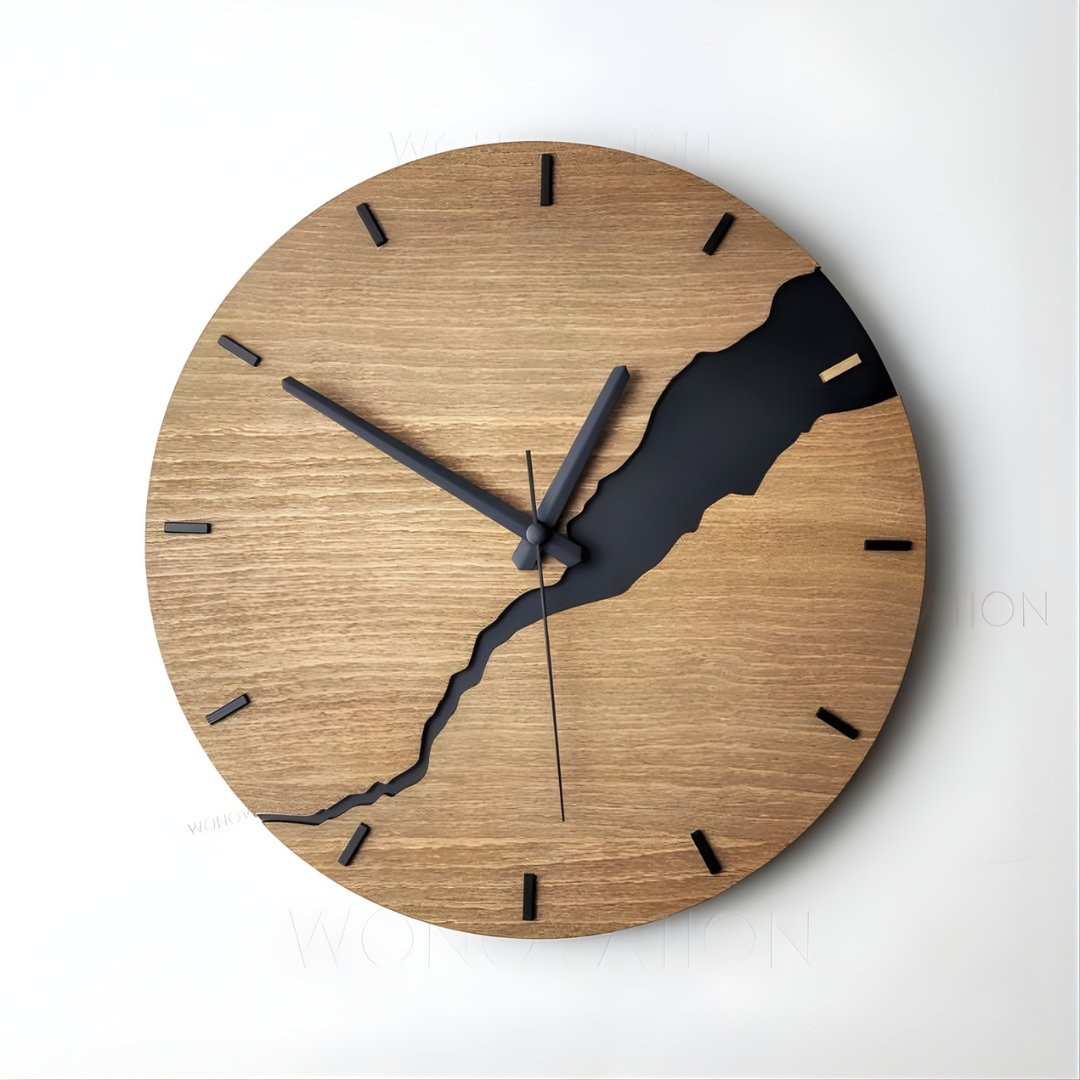 Natural Elegance Wall Clock - Solid Wood, Rustic Charm