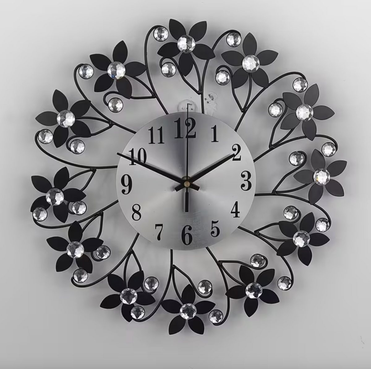 Elegant Floral Wall Clock with Silent Sweep Technology