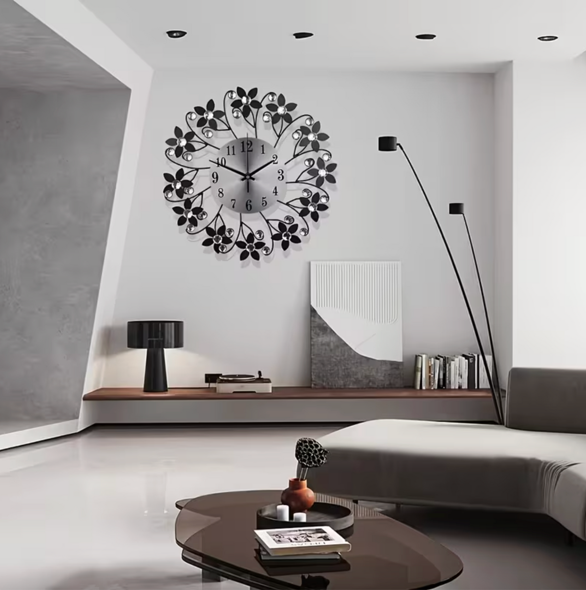 Elegant Floral Wall Clock with Silent Sweep Technology