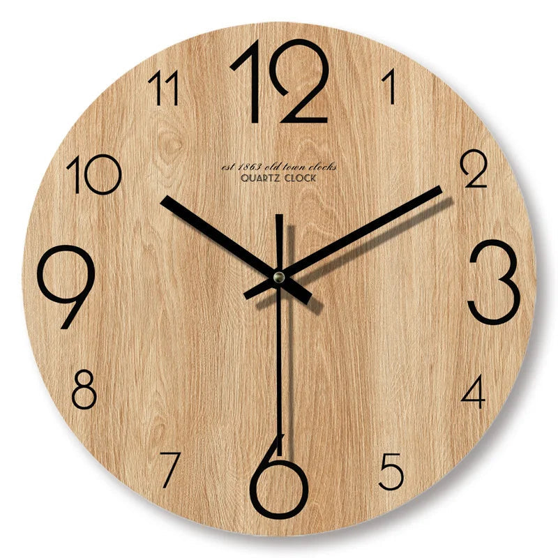Natural Wood Wall Timepiece with Quiet Mechanism