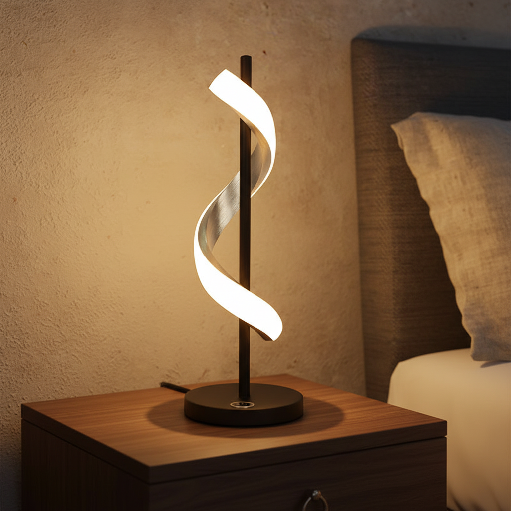 Wave-Designed Modern Table Lamp for Ambient Illumination