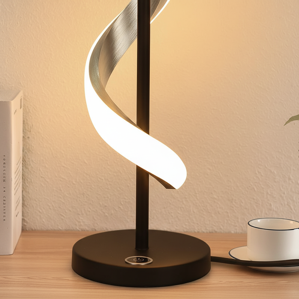 Wave-Designed Modern Table Lamp for Ambient Illumination