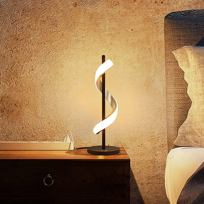 Wave-Designed Modern Table Lamp for Ambient Illumination