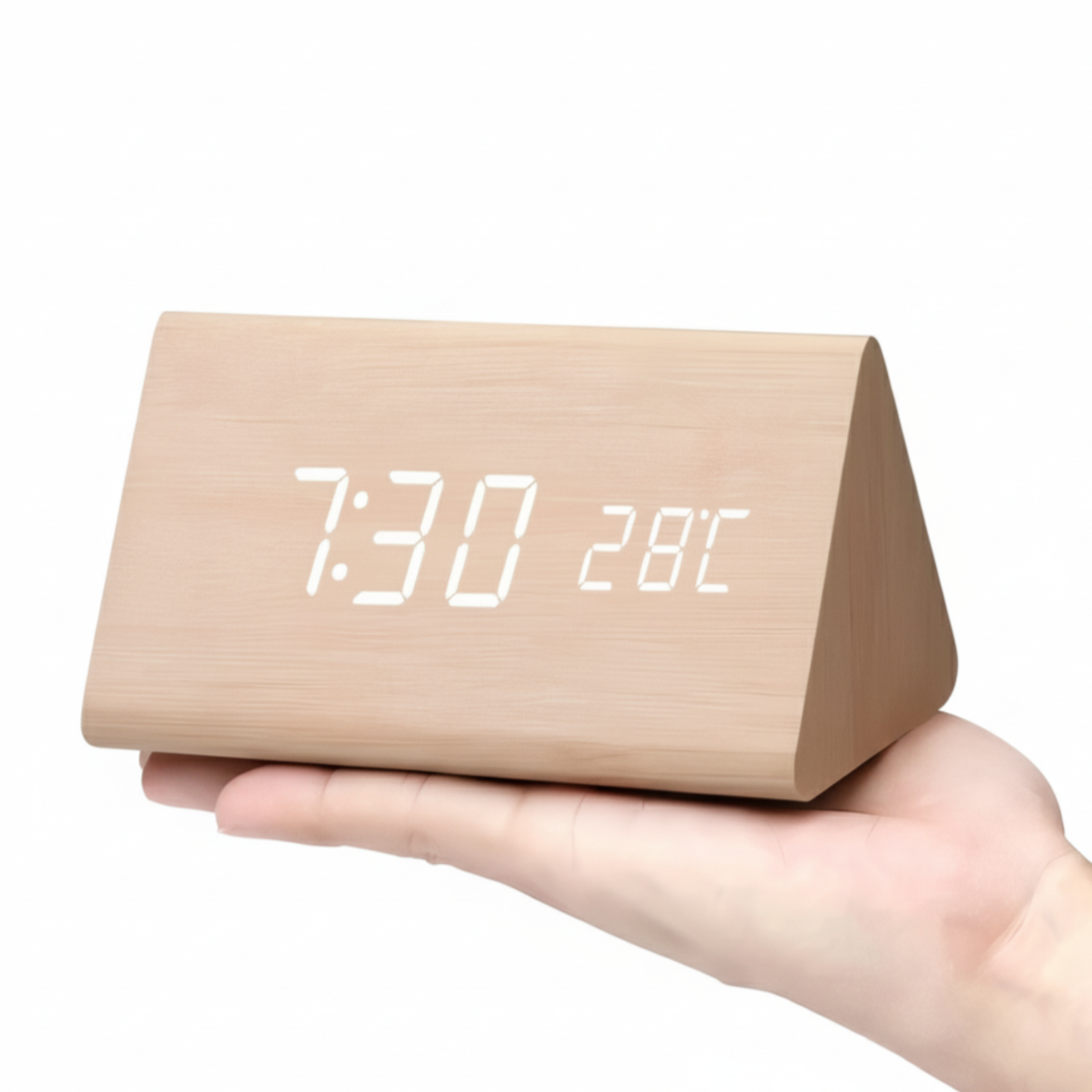 Chic Wooden LED Alarm Clock - Stylish Smart Bedside Companion