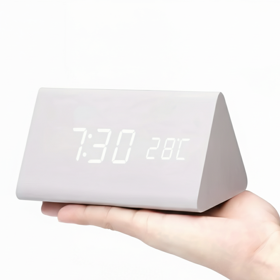 Chic Wooden LED Alarm Clock - Stylish Smart Bedside Companion