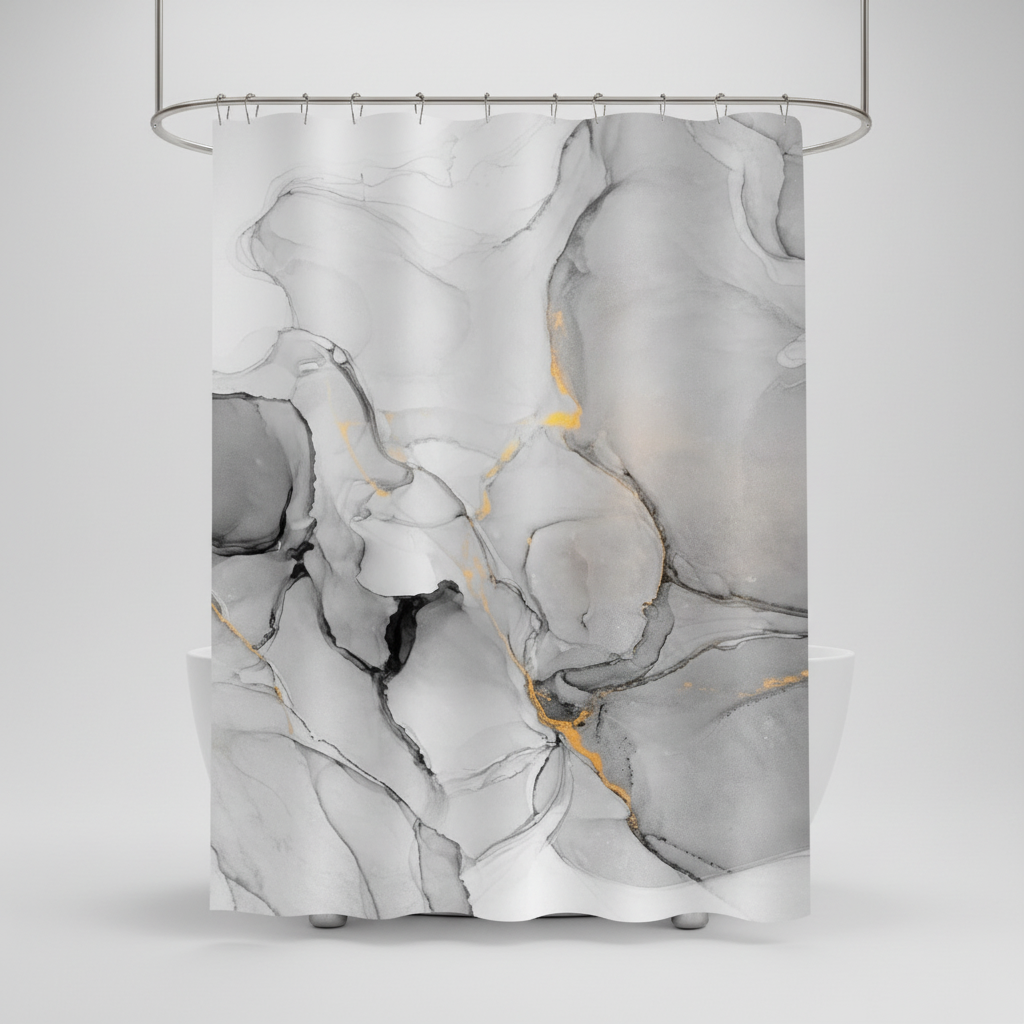 Contemporary Marble Print Shower Curtain
