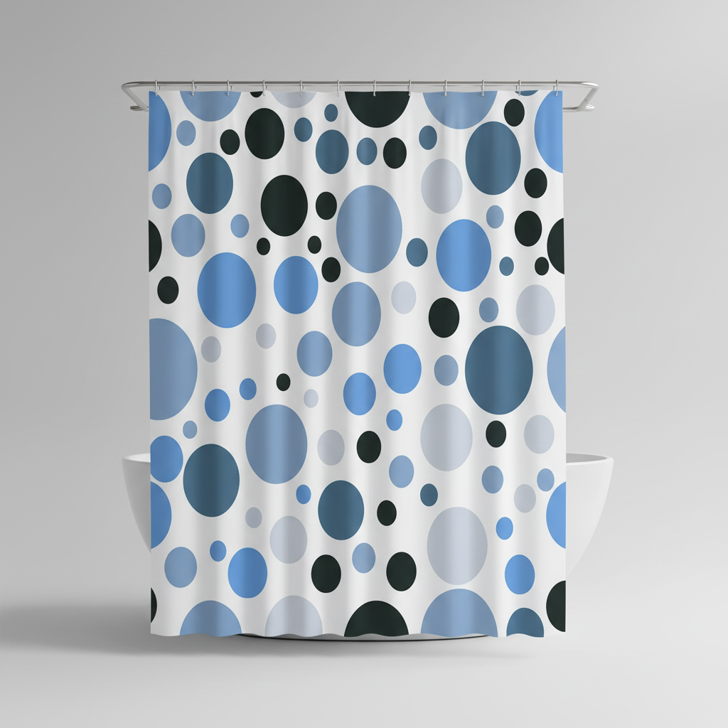 Geometric Shower Curtain Set - Contemporary Ripple Design