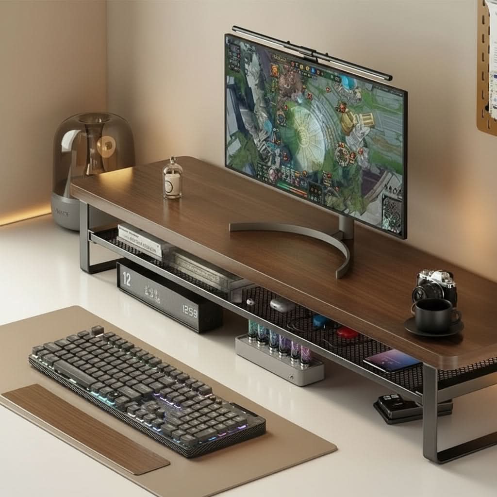 ElevatePro - Dual-Layer Monitor Stand with Convenient Storage