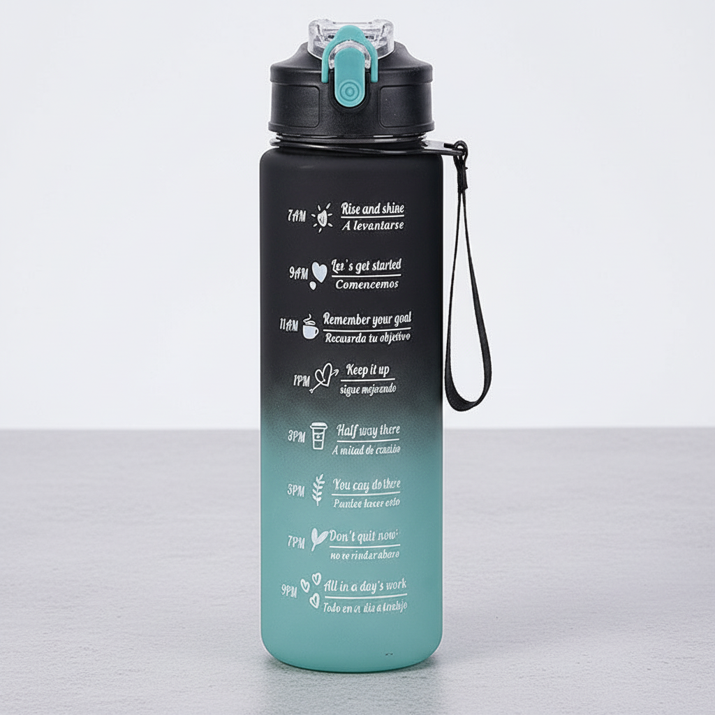 Time-Marked Motivational Water Bottle - Aqua Hydration Tracker