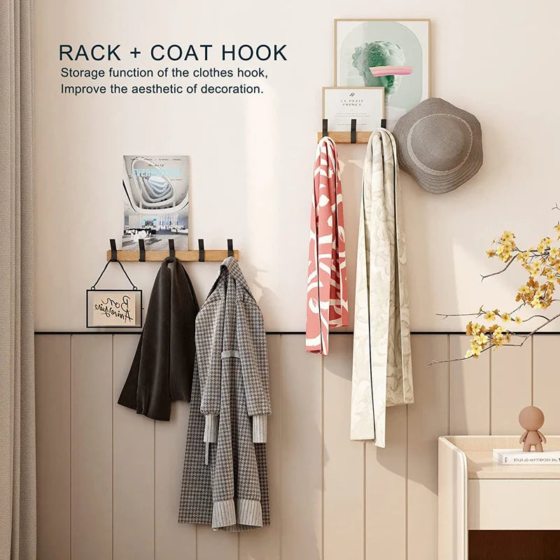 Coat Rack for Wall with Adjustable Hooks