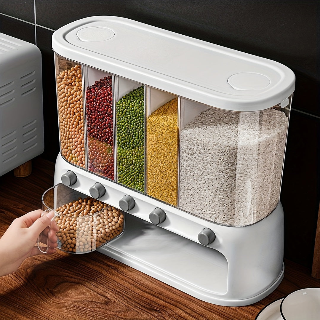 Multi-Compartment Food Storage Solution, 5 Sections, 42.1 x 17.8 x 34 cm, White