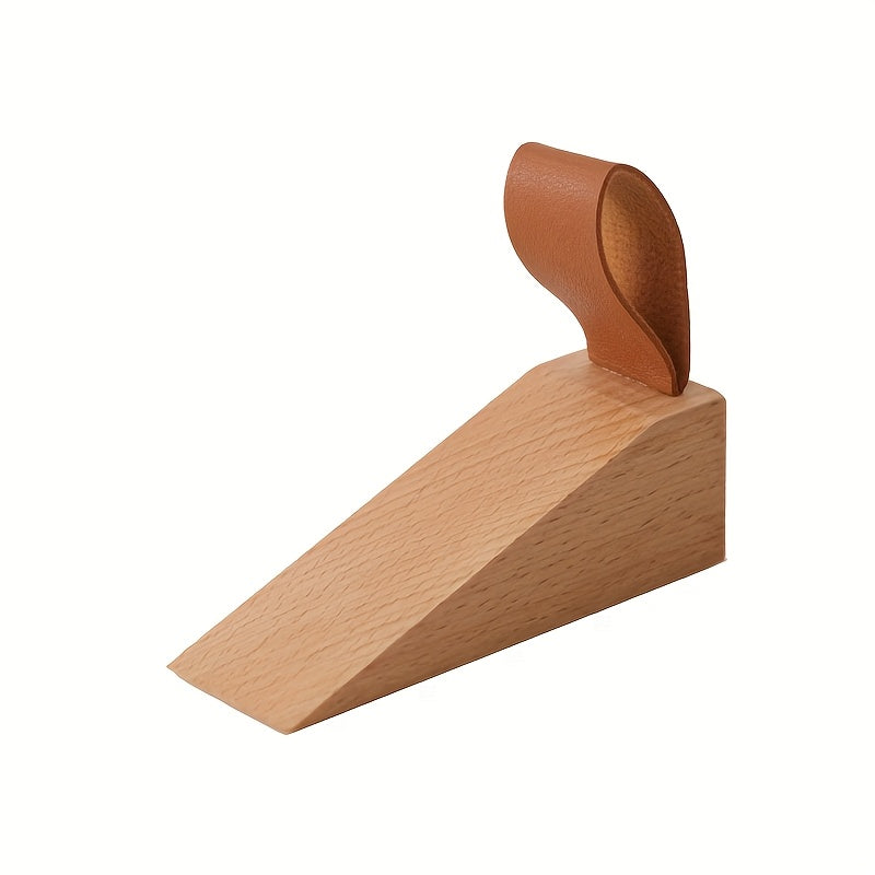 Stylish Wooden Door Wedges | Easy-Grip Leather Handles