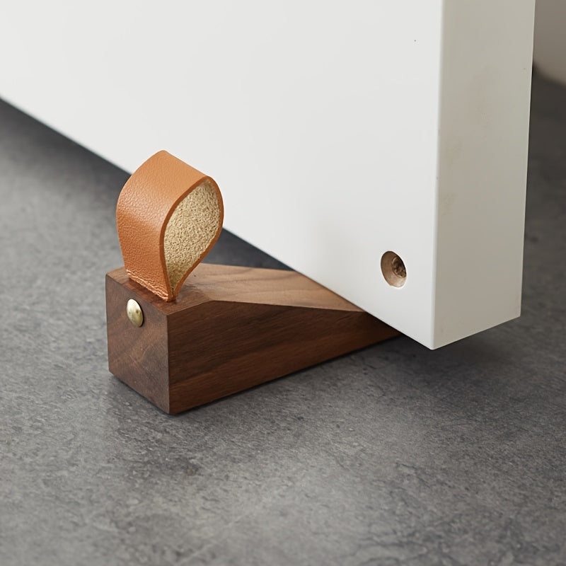 Stylish Wooden Door Wedges | Easy-Grip Leather Handles